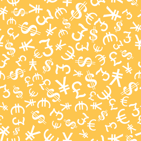 Currency Symbols Seamless pattern. Finance and trading theme. Vector Illustration.のイラスト素材