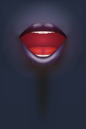 Night club Poster. Female mouth on dark Background. Party Invitation and flyers. Sexual woman. Vector Illustration.のイラスト素材