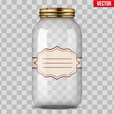 Glass Jar for canning with labelのイラスト素材