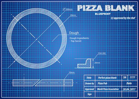 Perfect Pizza Blank blueprint schemeのイラスト素材