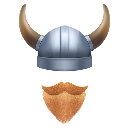 Viking symbol with horned helmet and beardの写真素材