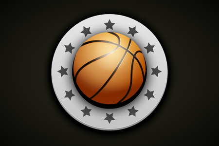 Premium Basketball Label. The symbol of competition and tournament. Vector Illustration isolated on white background.の写真素材