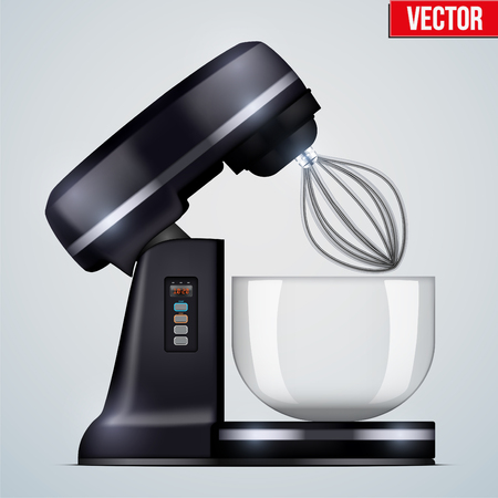 Red Stand Mixer. Opened Food blender. Electronic Kitchen appliance. Realistic Original design. Concept of Health food and drink. Vector Illustration isolated on background.のイラスト素材
