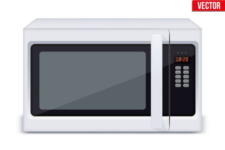 Original Classic Microwave Oven. Sample model for Electronic Kitchen appliance. Vector Illustration isolated on white background.のイラスト素材