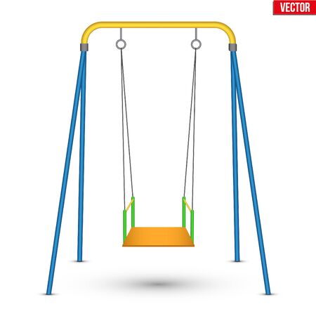 Children swing front view. Vector Illustration isolated on white background.のイラスト素材