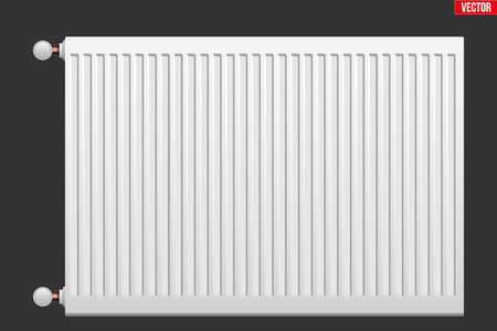 Metal Heating radiator. Central heating system equipment. Water and steam model for wall. Vector Illustrationのイラスト素材
