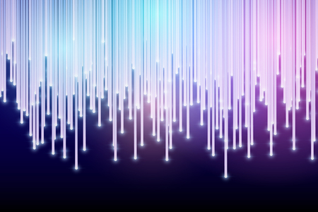 Abstract Digital background of Science or Blockchain. Light tubes on dark backdrop. Vector Illustration.のイラスト素材