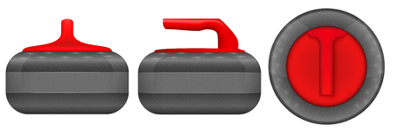 Set of Curling Stones with handle. Equipment for sport game. Vector Illustration isolated on white...