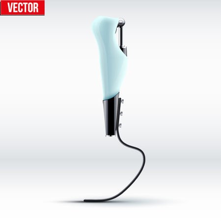 Original Modern Prosthetic leg mechanism for runner. Paraolympic equipment. Vector Illustration isolated on white background.のイラスト素材