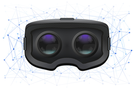 Background of 3d VR headset and Blockchain. Front view. Vector illustration.のイラスト素材