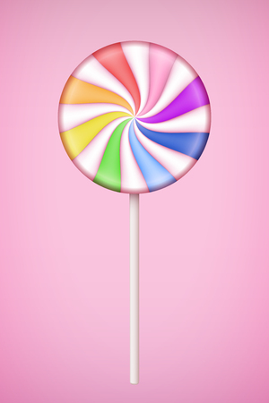 Rainbow Lolipop candy on pastel pink background. ?oncept of same sex love. Vector Illustration.のイラスト素材