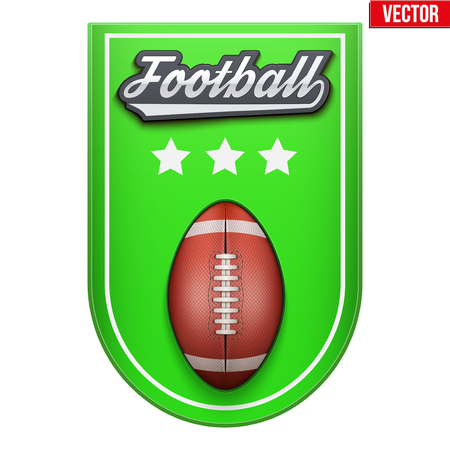 Football Badge and Label with ball and space for text. Emblem of sport team and event. Vector illustration isolated on background.のイラスト素材