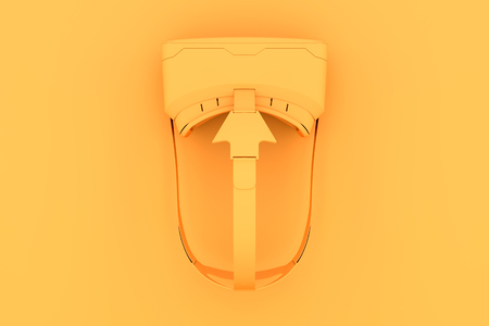 VR Goggles Headset in one tone color. Top view. Modern Tech Design in Minimal Style. Monochromatic orange and Trendy duotone effect. 3D render Illustration.の写真素材