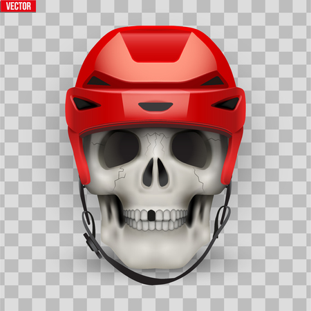 Vector Human skull with ice hockey helmet. Illustration on isolated transparent backgroundのイラスト素材