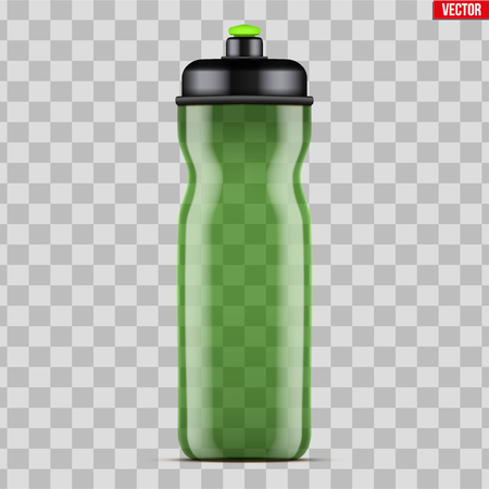 Mock-up Plastic Sport Nutrition Drink Bottle. Transparent plastic. For Whey Protein and Gainer Supplements. Fitness and GYM sports. Vector Illustration isolated on backgroundのイラスト素材
