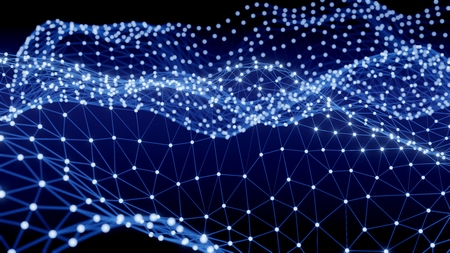 Abstract Digital Background of Science or Blockchain. Geometry Virtual Grid Mesh. Molecules or...
