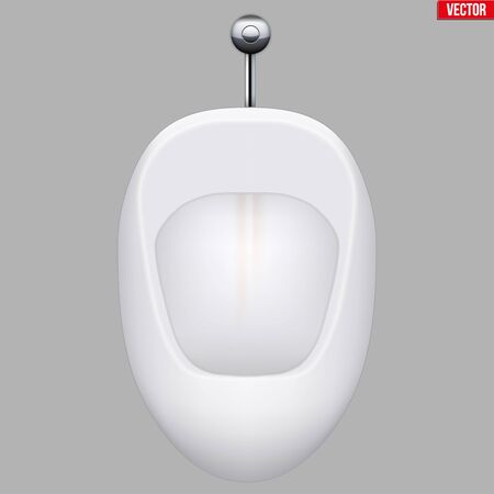 Classic ceramic urinal. Front view and wall mount. Sample Ceramic urinal Model For Bathroom and Restroom. Vector Illustration isolated on white background.のイラスト素材