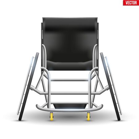 Sport Wheelchair Paralympic Equipment. Original Design Classic model for disability athletes. Front view. Vector Illustration isolated on white backgroundのイラスト素材