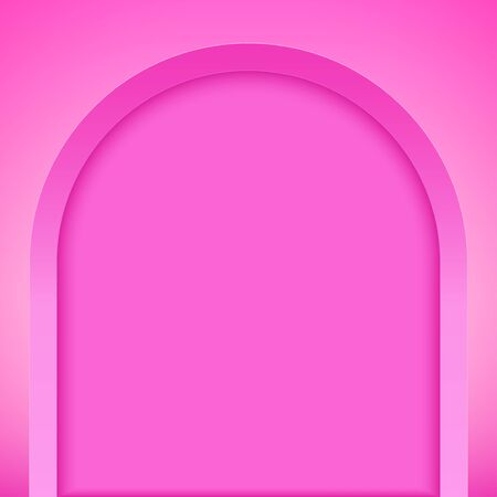 Pink arch niche. Recess in a colored wall in arch shaped . Editable Background Vector illustration.のイラスト素材