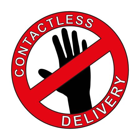 Contactless delivery sign and symbol. Delivery left at the door during the quarantine. Control Epidemic Prevention measures of coronavirus. Vector Illustrationのイラスト素材