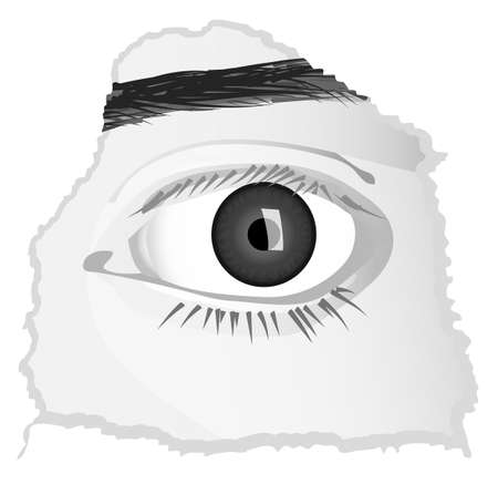 Spying through the holeのイラスト素材