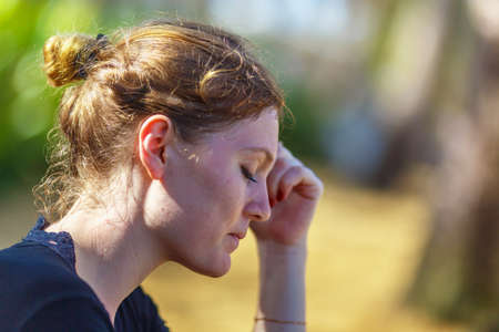 Close up of girl with closed eyes