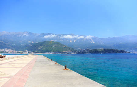 Navy pier on the island of St. Nicholas, Montenegroの写真素材