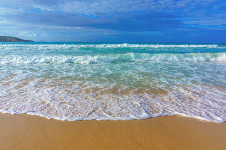 sea surf, blue clear water and white sand. perfect beach, natural sea backgroundの写真素材