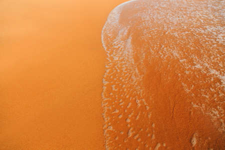 Soft wave pours a tropical sandy beachの写真素材