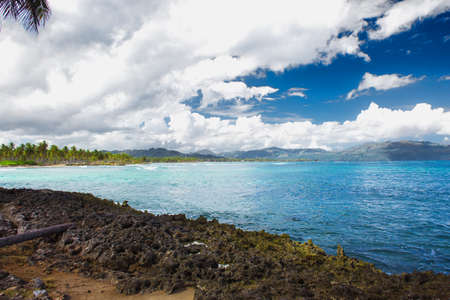 Charming seascape with huge blue sky. Dominican Republicの写真素材