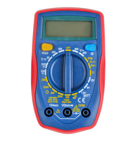 Digital multimeter isolated on white background, measuring instrument