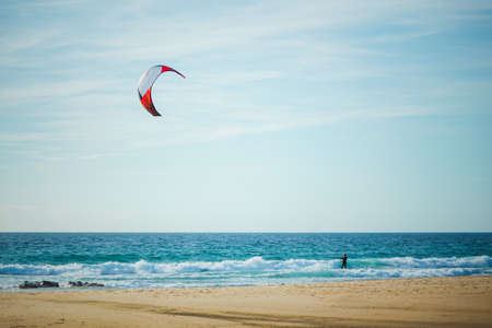 kitesurfing in sunny day, Tarifa, Spain