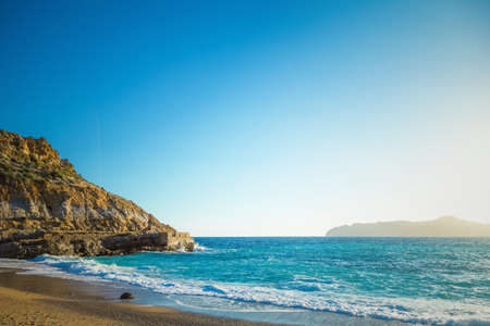 Sandy beach with crags, Andalusia, Spain