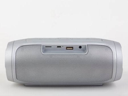 silver modern music boombox portable speakerの写真素材