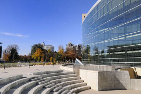 a business district at eye levelの写真素材