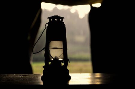 kerosene lamp in the tentの写真素材