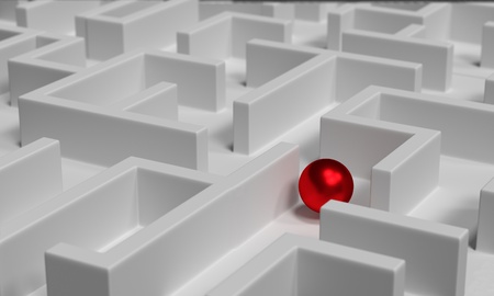 3d red sphere in labyrinthの写真素材