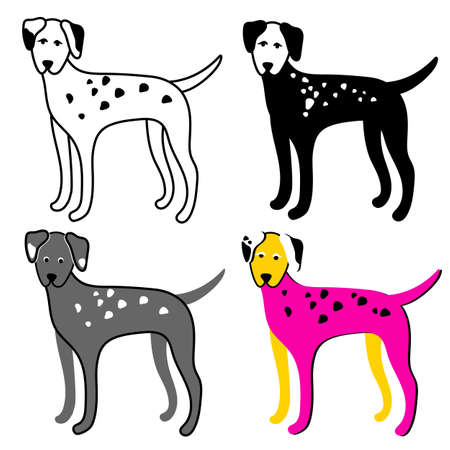 Color set of dogs on a white background. Dalmatian. Vector collection isolated and grouped for easy editing. のイラスト素材