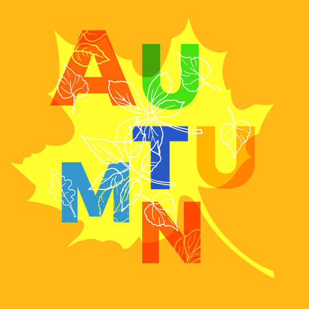 Template of different autumn letters and leaves. Background. Vector sketch. Illustration eps.10のイラスト素材