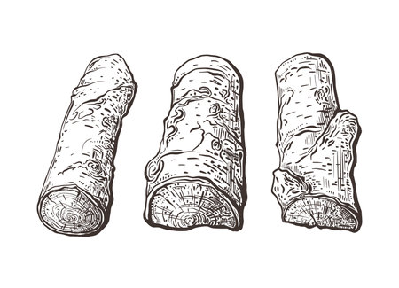 Firewood hand drawn texture set. Dry sticks. Vector engraving illustration, vintage texture sketchのイラスト素材