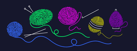 Wool yarn balls and round skeins of knitting thread set. Merino for knit needles, cotton for...
