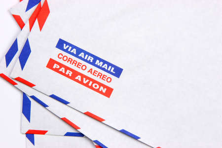 Envelope with the words air mail in different languages