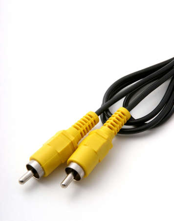 Video cables for hi-fi entertainment systems, vertical view.の写真素材