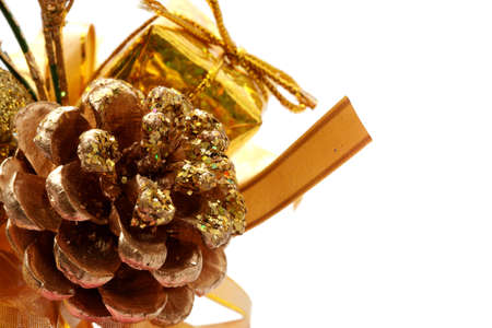 Christmas ornaments over a white background to be used in compositions and designs for the holiday season.の写真素材