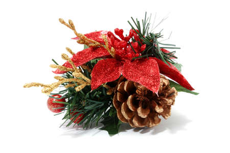 Christmas season ornaments on a white background for use on multiple designsの写真素材