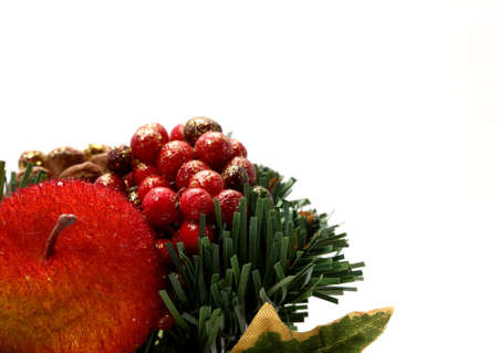 Christmas season ornaments on a white background for use on multiple designsの写真素材