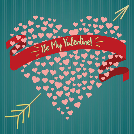 Vector Valentine's Day card design with heart and arrowのイラスト素材