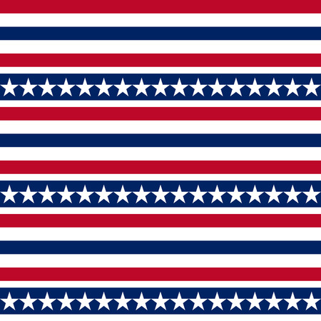 American patriotic seamless pattern with stars and stripes. Independence, labor, memorial or patriot day background.のイラスト素材