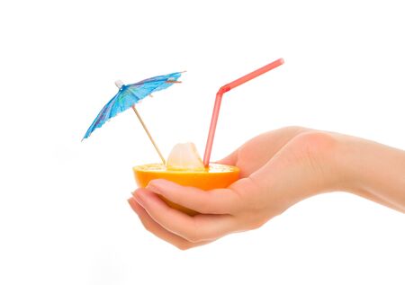 Woman's hands with cocktailの写真素材