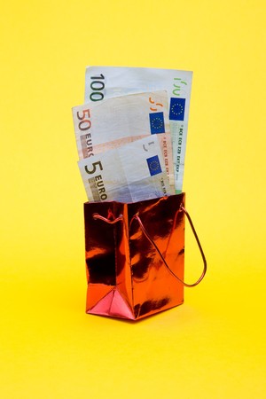 Red gift packet with moneyの写真素材